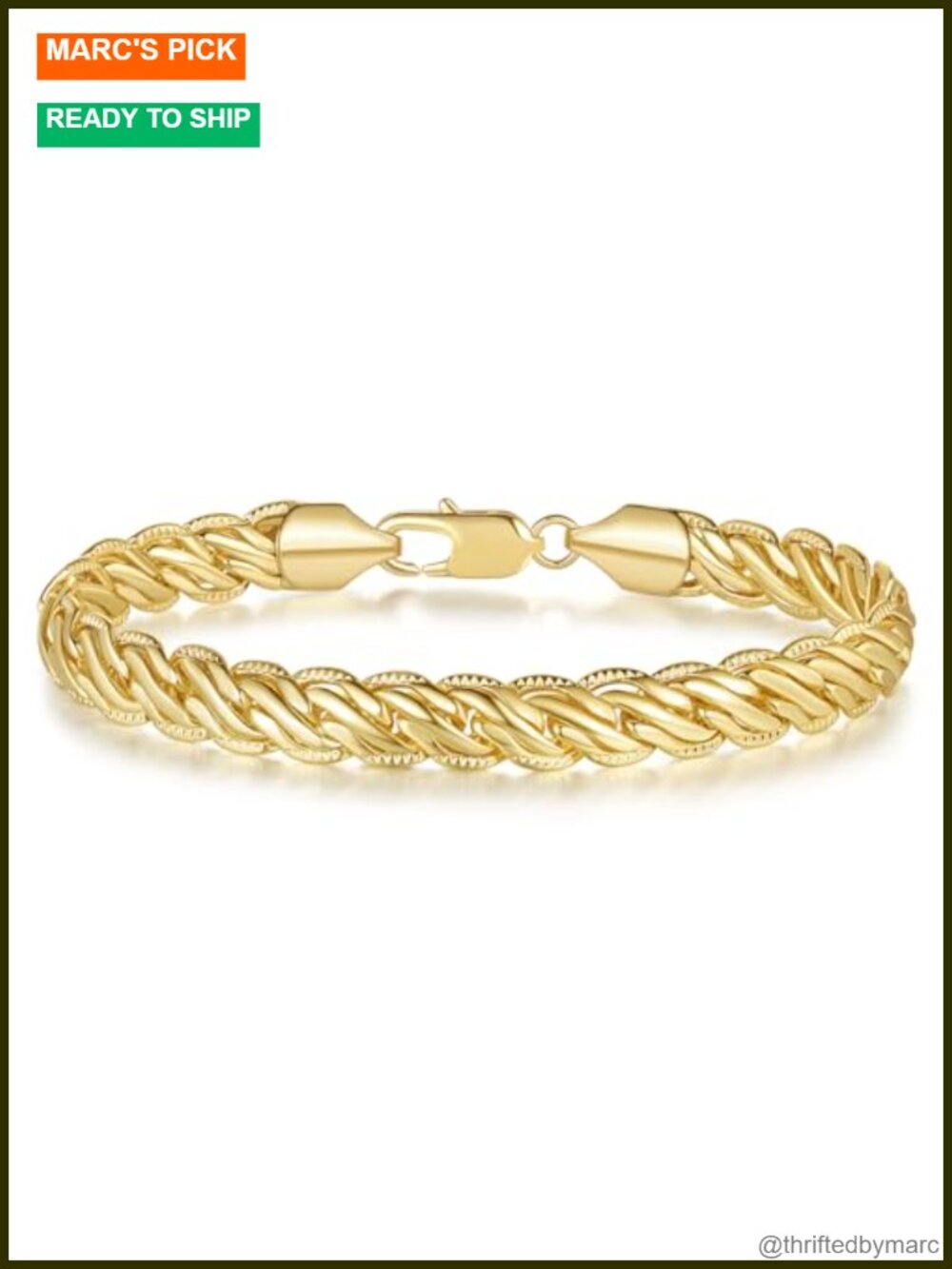 14K Gold Plated Rope Chain Bracelet for Women Men Dainty Braided Stackable